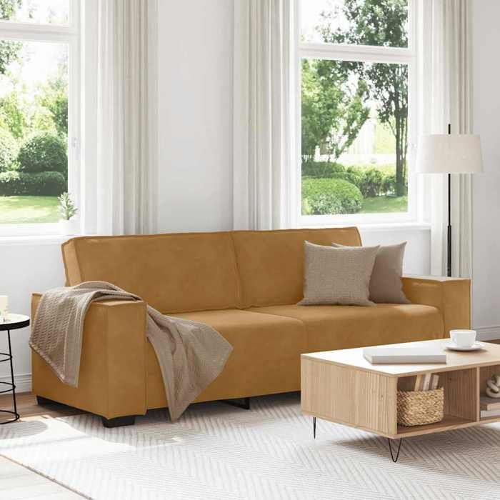 Canapé à 3 places Marron 220x78x84 cm Velours - Cadre durable - design élégant(4896)