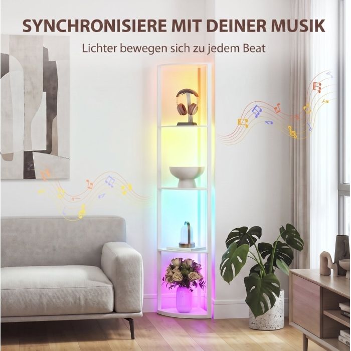 SENVIRO Lampadaire LED RGB 5 niveaux étagères télécommande 42 x 29 5 x 163 cm
