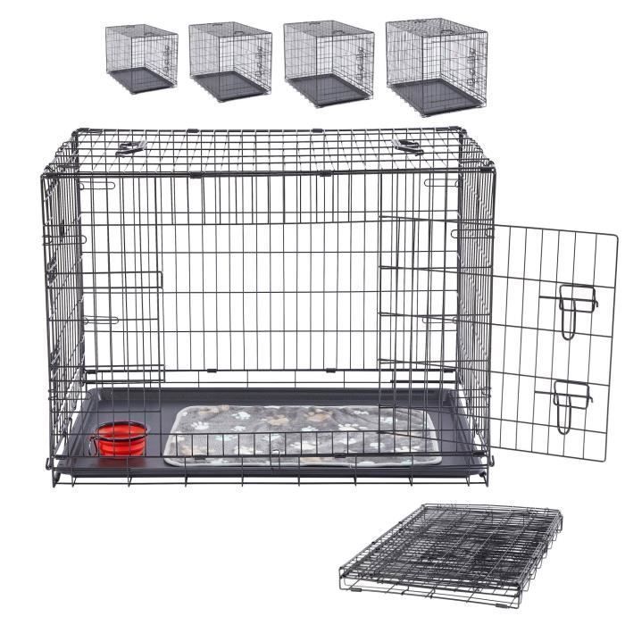 Meilleurs prix pour AREBOS Cage pour chiens 107 x 71 x 775 cm  Caisse de transport pour chiens voiture pliable
