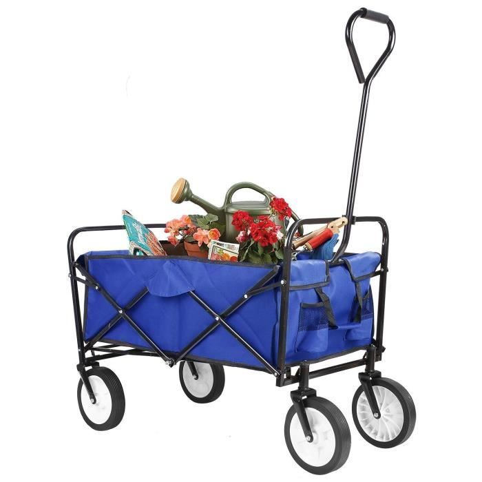 Devesa Chariot Scolaire Pliable Bleu - Robuste Aluminium, Roues Silencieuses, Jusqu'à 10 Kg