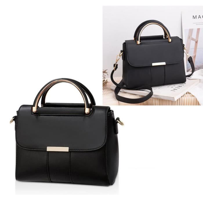 Sac à Main Bandoulière Ajustable Noir Et Doré - Simili Cuir - Taille Moyenne - Neuf Avec étiquettes