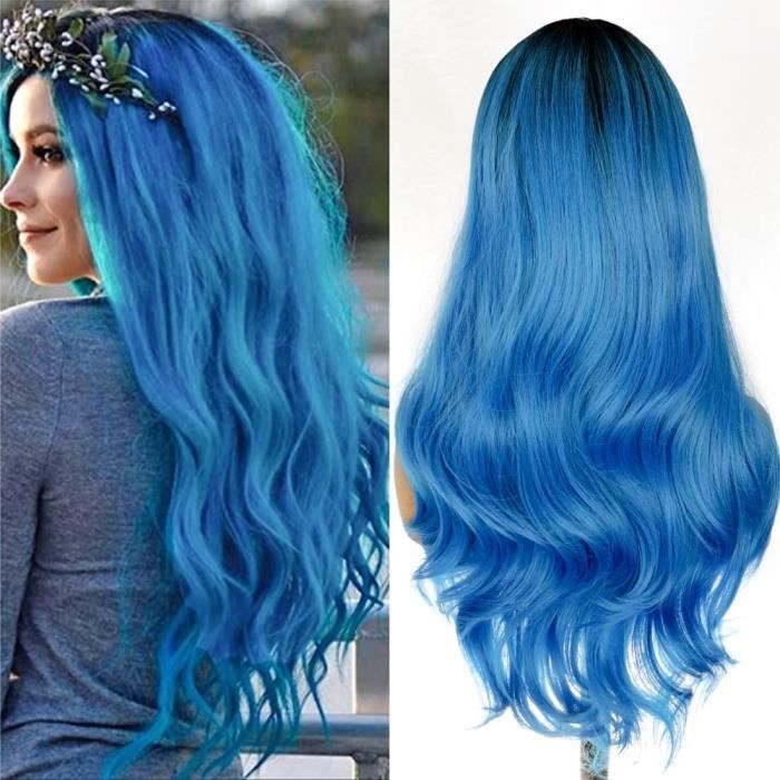 Perruque cheveux bleu discount