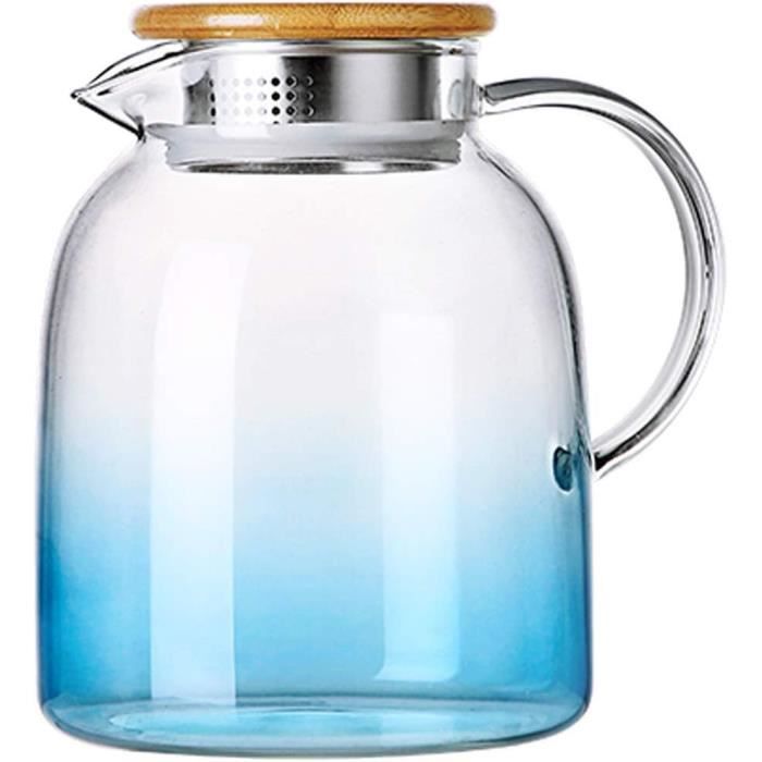Carafe en Verre avec Couvercle - 1,5 L - Carafe à Eau en Verre
