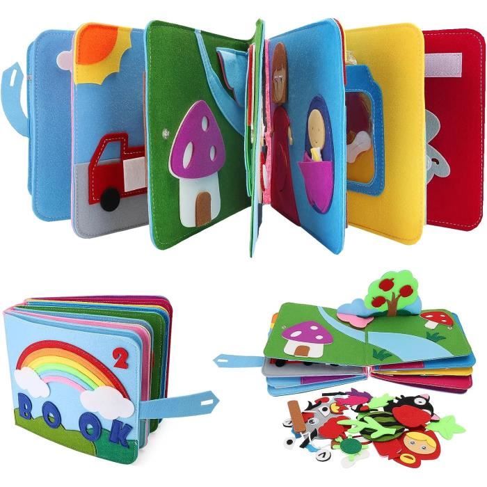 YeahBoom Quiet Book Montessori,Jouet Sensoriel en Feutre 3D,Busy Book  Montessori,Couleur Livre Occupé Jouet Montessori,Apprendre Compétences de  Vie Jouets éducatifs pour Garcon Fille BéBé 1 2 3 4 Ans : : Jeux et