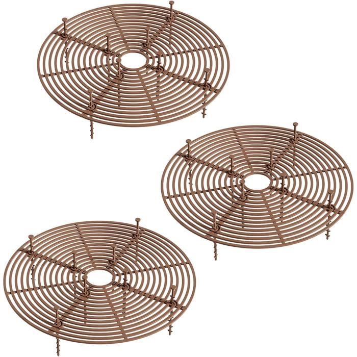 Lot De 3 Grilles De Protection Pour Pots De Fleurs De 30 Cm - Noir - En Plastique ABS - Avec 24 Piquets - Pour Empêcher Les Chats De Gratter La Terre