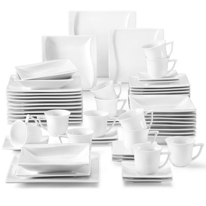 Karaca Lexi Platin Service De Table 56 Pièces Pour 12 Personnes Service De  Vaisselle Pour 6 Personnes Avec Tasse Service De Table En Porcelaine :  : Cuisine et Maison