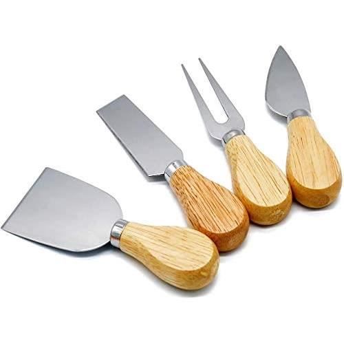 Lot de 4 couteaux à fromage avec manche en bois et coupe-fromage en acier  inoxydable [695] - Cdiscount Maison