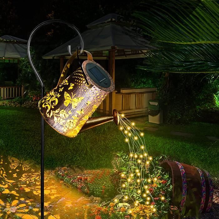 Lanterne Solaire Décorative Père Noël En Forme D'arrosoir | Guirlande LED Scintillante | IP65 | Extérieur