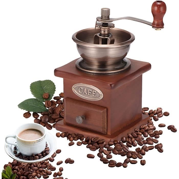 Moulin à café à la main, machine à café manuelle rétro en bois pour broyeur à café portable avec