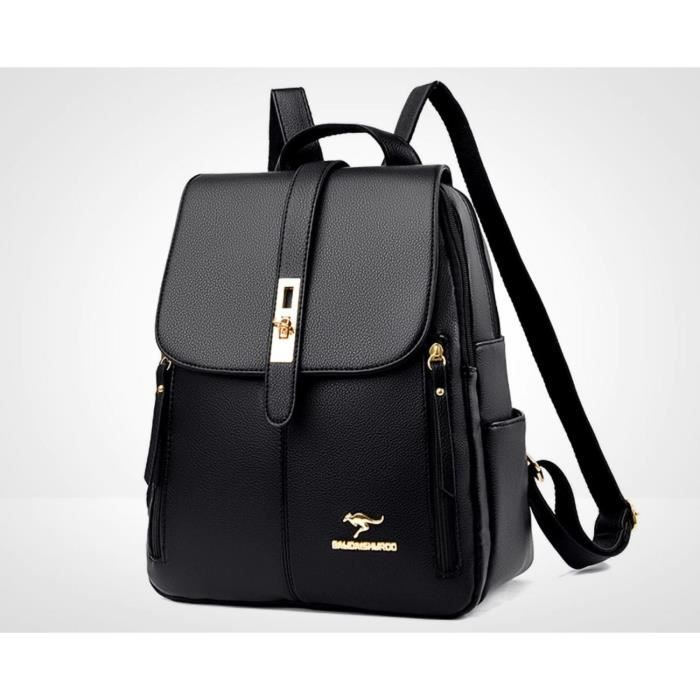 Sac ?� dos en cuir PU de grande capacit?� pour femmes, sac d'?�cole de bonne qualit?�, ?�l?�gant 