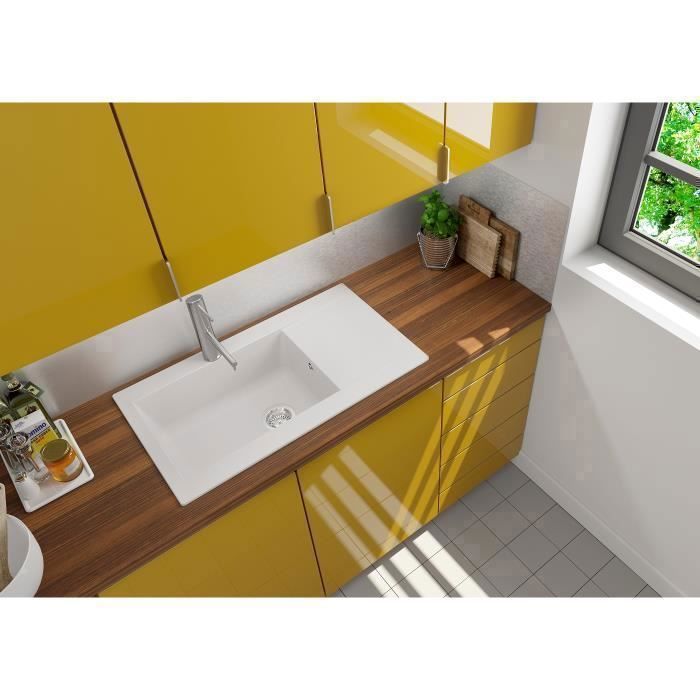 respekta evier de cuisine evier mineralite evier 86 x 50 blanc 4260458245989 cdiscount bricolage