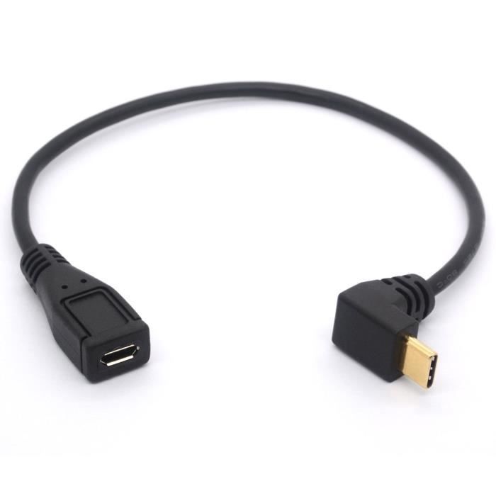Micro Usb Vers Type C Cable Cordon Usb Coude A 90 Degres C Male Vers Micro B Femelle Otg Adaptateur Convertisseur Pour Macbook P Prix Pas Cher Cdiscount