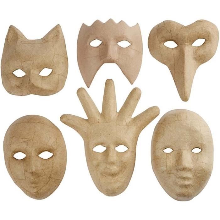 Assortiment masques décoratifs en papier mâché - 6 pcs - Cdiscount  Beaux-Arts et Loisirs créatifs