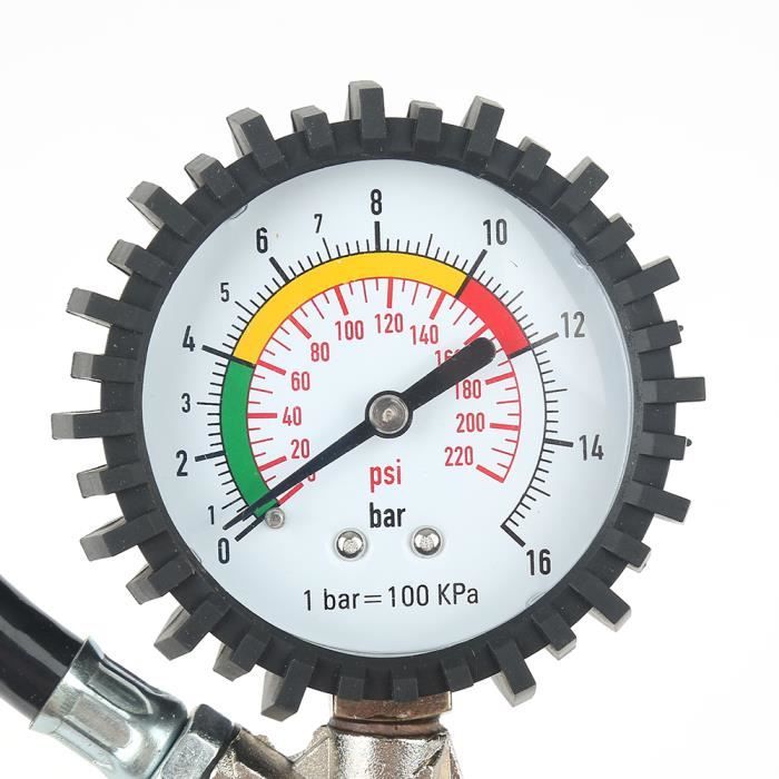 Gonfleur Pneus HAZET 9041-1 - Manomètre 0-12 Bar - Tuyau 400mm - Précision Allemande - Voiture, Moto, Velo