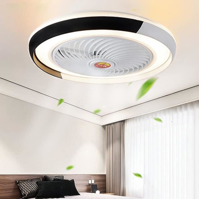 Ventilateur Plafond LED Rétractable 72W Nickel - Moteur DC Silencieux, 3 Vitesses, Télécommande Et Mémoire