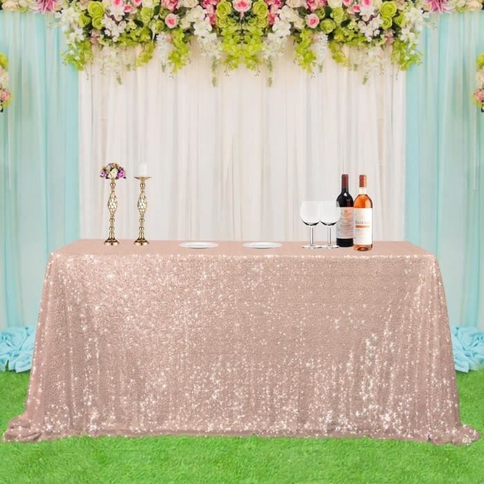 Nappe Jupe de Table en tissu extensible rectangulaire a paillettes couverture de Table a paillettes decoration 50x80 in Rose gold Cdiscount Maison