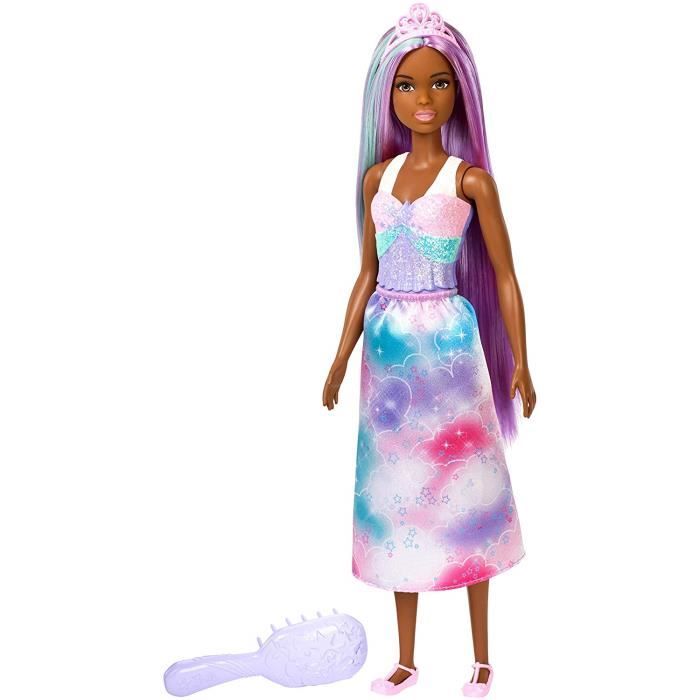 Barbie Dreamtopia poupée princesse chevelure magique avec cheveux ultra-longs  violets et bleus, brosse incluse, jouet pour enfant - Cdiscount Jeux -  Jouets