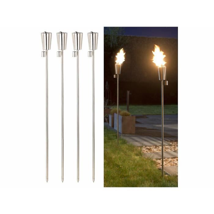 4 torches de jardin en acier inoxydable "Amor" - 280 ml