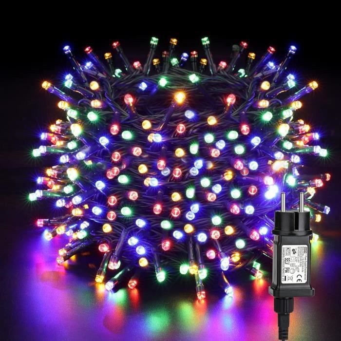 Guirlande Lumineuse LED SALCAR 5m 50 LEDs - 8 Modes, Minuterie, Mémoire, étanche IP44 - Blanc Chaud, Câble Transparent - Pour Noël, Jardin, Mariage