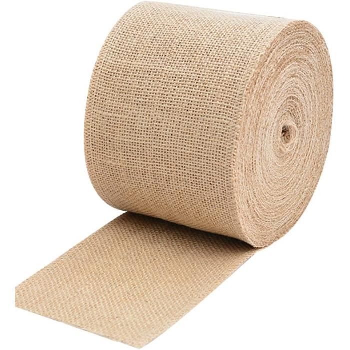 eBoot Lot de 2 rouleaux de ruban de Noël en toile de jute naturelle avec bord filaire pour décoration de Noël (rouge et vert, 6,1 x 80,9 cm