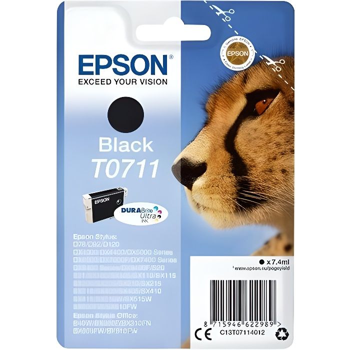 EPSON Cartouche dencre T0711 Noir – Guépard (C13T07114012)