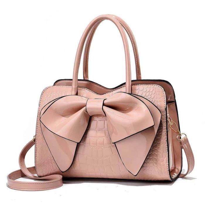 Sac Main en Cuir Brillant de Grande Capacit pour Femmes La