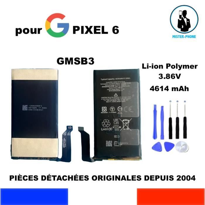 BATTERIE ORIGINALE GMSB3 POUR GOOGLE PIXEL 6 5G GB7N6 GR1YH G9S9B 4614mAh OEM + OUTILS
