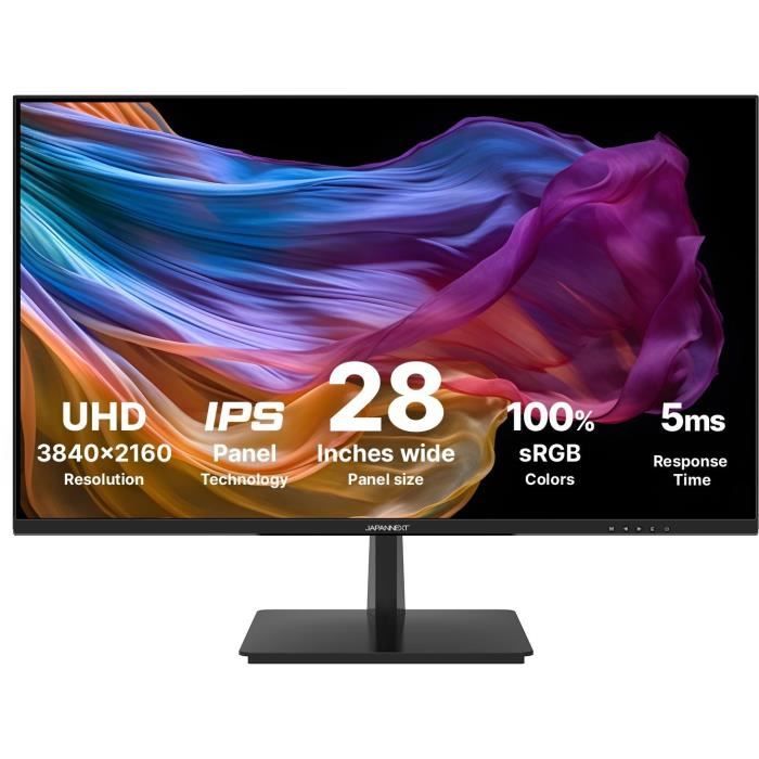 Écran PC – JAPANNEXT – 28 4K UHD – IPS – 60Hz – 1 DP 1.2 – 2 HDMI 2.0