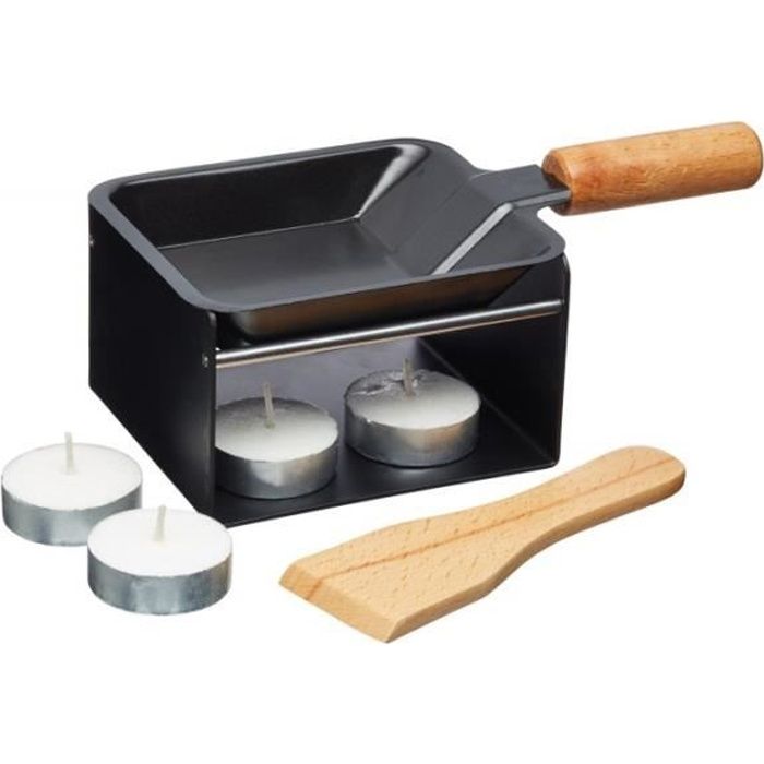 Lot De 4 Raclettes Individuelles à Bougies - Revêtement Antiadhésif, Sans Fil, Pour Fromage, Chocolat, œufs