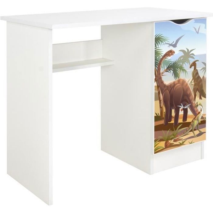 Bureau blanc avec étagère 246239JU Roma /motif Dinosaures Bureau blanc avec étagère 246239JU Roma /motif Dinosaures