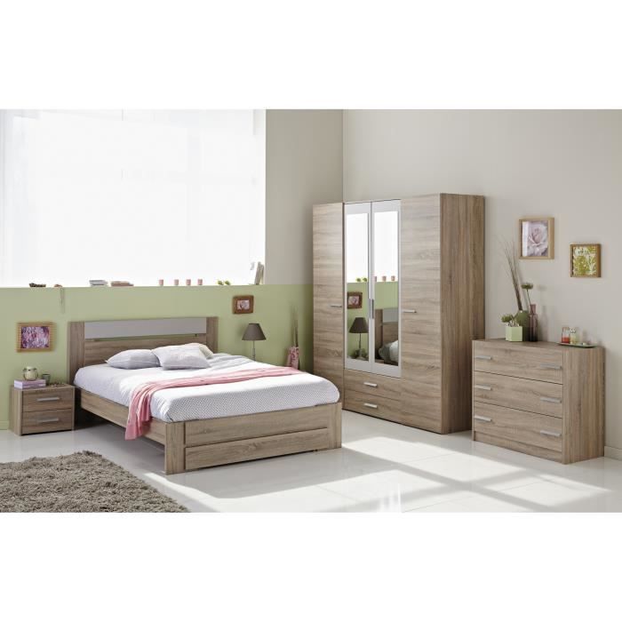 Chambre Adulte Complete Contemporaine Chene Brut Twini 180 X 200