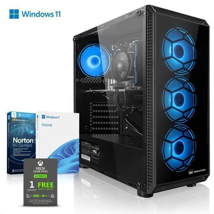 PC Gamer avec Windows 11 -  PC AMD Ryzen 5 5600G 6x 3,90 GHz - Radeon RX 6600 8Go - 16Go DDR4 - 1To SSD - WiFi