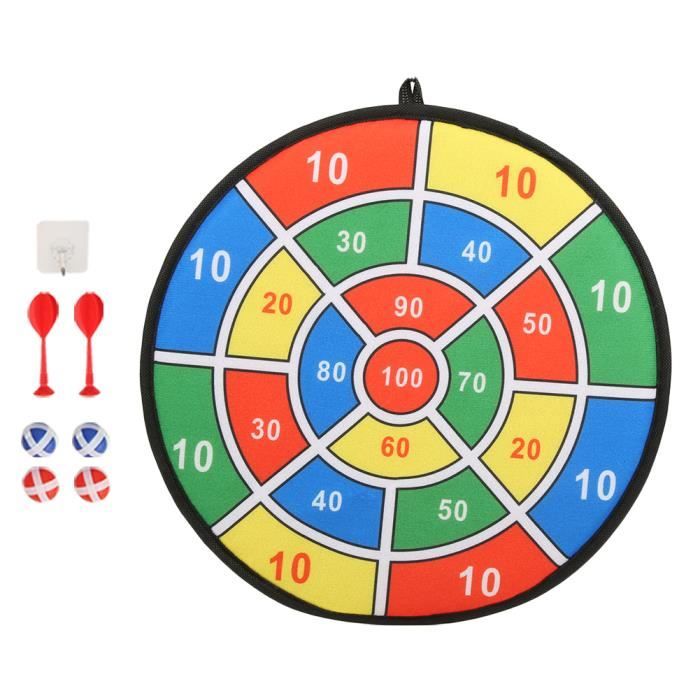 Jeu De Fléchettes Enfants 66 Cm Double Face - 16 Boules Collantes + 6 Fléchettes + Crochets - Sport Indoor/Outdoor