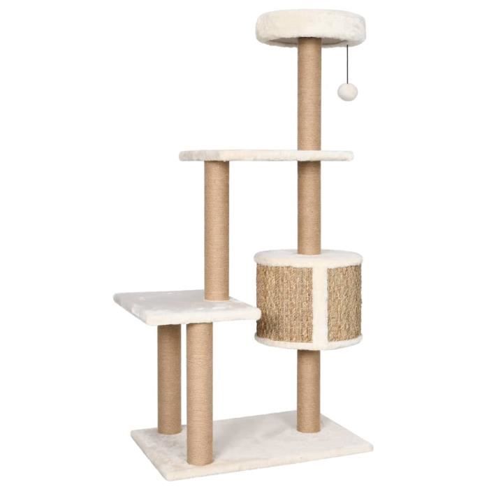 Meilleurs prix pour Arbre à chat - MOTHINESSTO - 123 cm - Beige - Carton ondulé - Peluche et herbe de mer