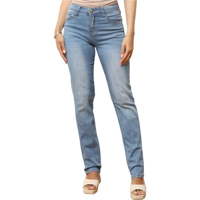 Jeans push-up délavé à coupe droite - Cdiscount Prêt-à-Porter