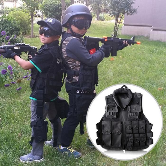 Gilet en nylon 600D de jeux d'entraînement de combat d'armée militaire  tactique extérieure d'enfants d'enfants-1DBA - Cdiscount Sport