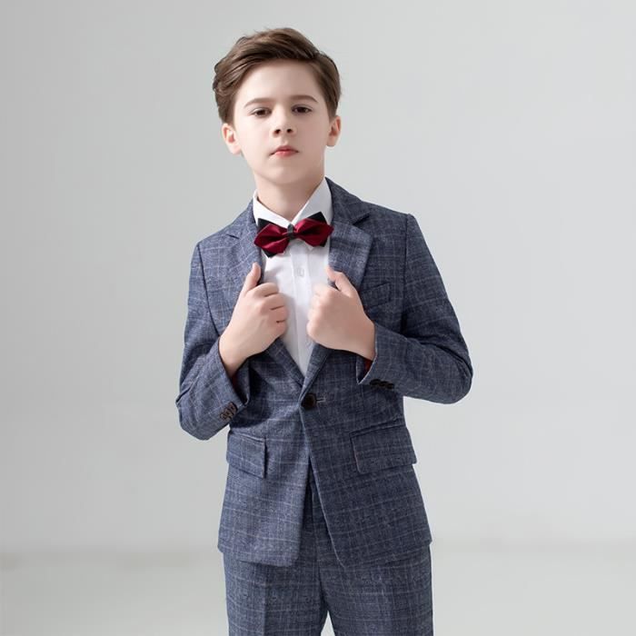 Costume 5 pi ces Gar on Carreaux Mariage et C r monie Costume