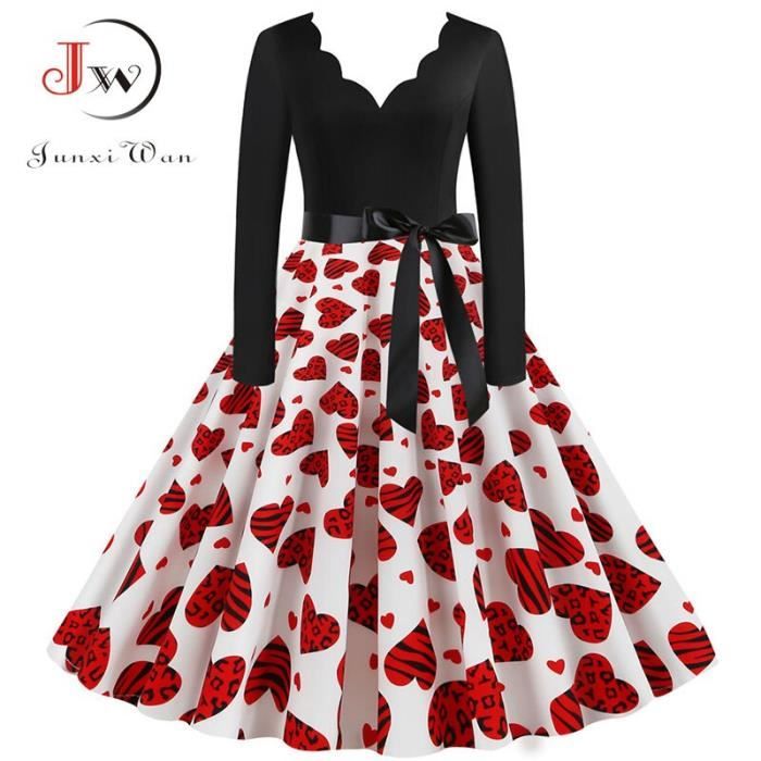 Robe Nouveau femmes a manches longues Vintage a pois robe Pin Up gothique hiver nouvel an fete robes de grande Type 1412 015 Blanc Cdiscount Pret a Porter