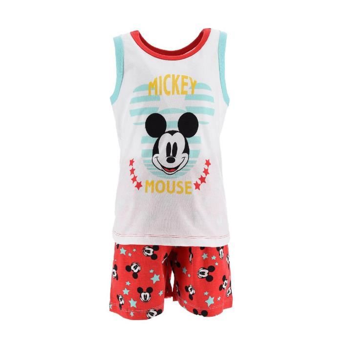 Pyjama Debardeur Garcon en Coton Disney Mickey Blanc Blanc Cdiscount Pret a Porter