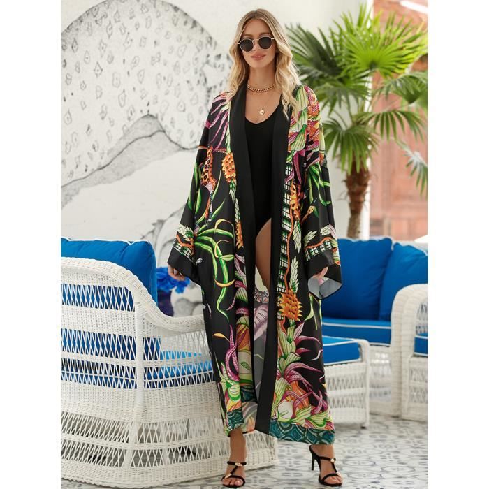 Robe de plage,Robe Kimono Maxi pour Femme,Vêtement de Plage,Cardigan