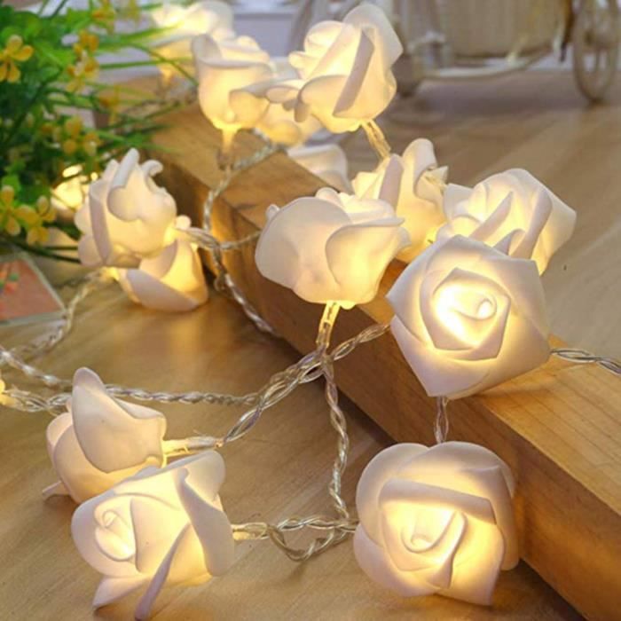 Guirlande Lumineuse à Piles 20 Roses LED Blanc Chaud –
