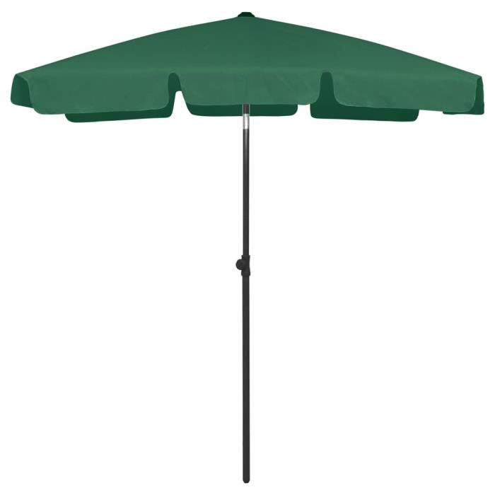 Parasol Anti-UV Orientable 220 Cm – Parapluie De Plage Inclinable Et Réglable à 360° – Idéal Camping, Pêche, Piscine – Avec Sac De Transport Et Ancre à Sable – Noir