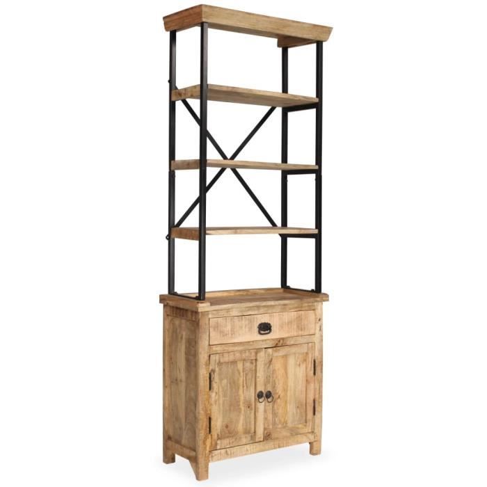 Buffet Avec Etageres En Bois De Manguier Massif 65x30x180 Cm