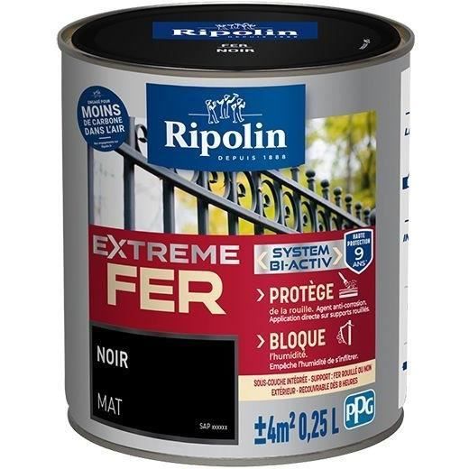 RIPOLIN Peinture pour Fer Extérieur - Noir Mat, 0,25L - Achat / Vente  peinture - vernis Peinture Noir mat 0,25 L - Cdiscount