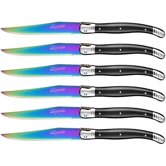 6 Couteaux De Table Laguiole Lame Revetement Titane Achat