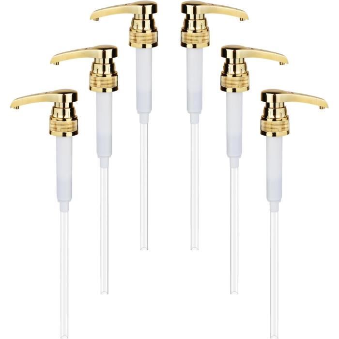 Lot De 6 Pompes à Sirop Dorées 750ml - Distributeur Réutilisable Pour Café, Cuisine Et Bar