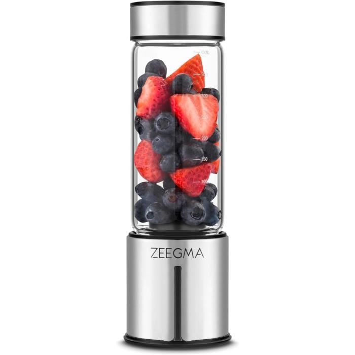 ZEEGMA VITAMINE GO – Mixeur Portable Sans Fil 300W, 450 Ml, 6 Lames, Batterie 5000 MAh, Idéal Smoothies & Cocktails En Déplacement