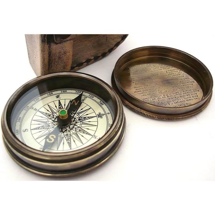 ANCIENNE BOUSSOLE EN laiton poème calendrier Robert Frost gravée 100 ans EUR 32,38 - PicClick FR