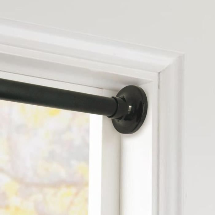 Tringle Rideau Extensible Sans Percage 73-145cm - Barre Douche Telescopique Noire Robuste