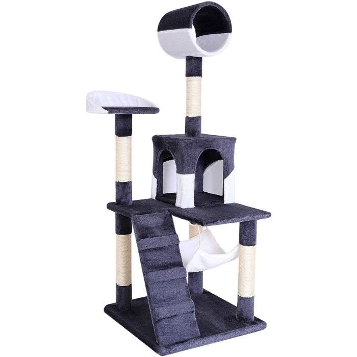 Arbre à Chat Lionto 133 Cm Avec Hamac, Tunnel Et Niches - Sisal Beige/marron
